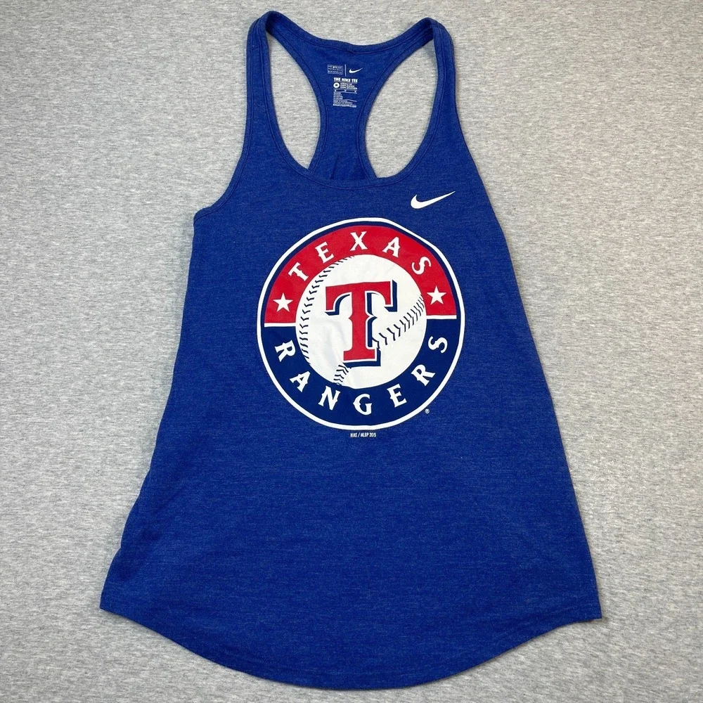 Nike Texas Rangers Tank Top Womens Medium M Blue Heather Tri-Blend Racerback MLB